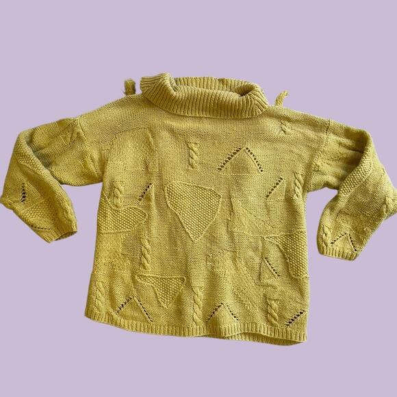 Jennifer Reed hand knitted yellow vintage sweater with tassels large - Picture 11 of 13